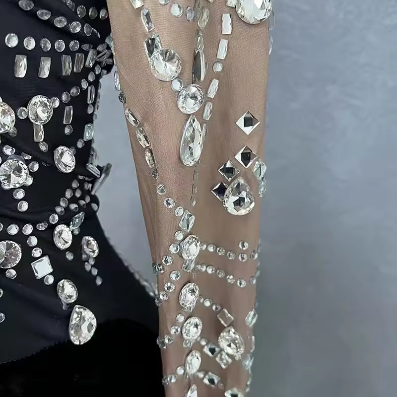 Velvet Black Rhinestone Dress