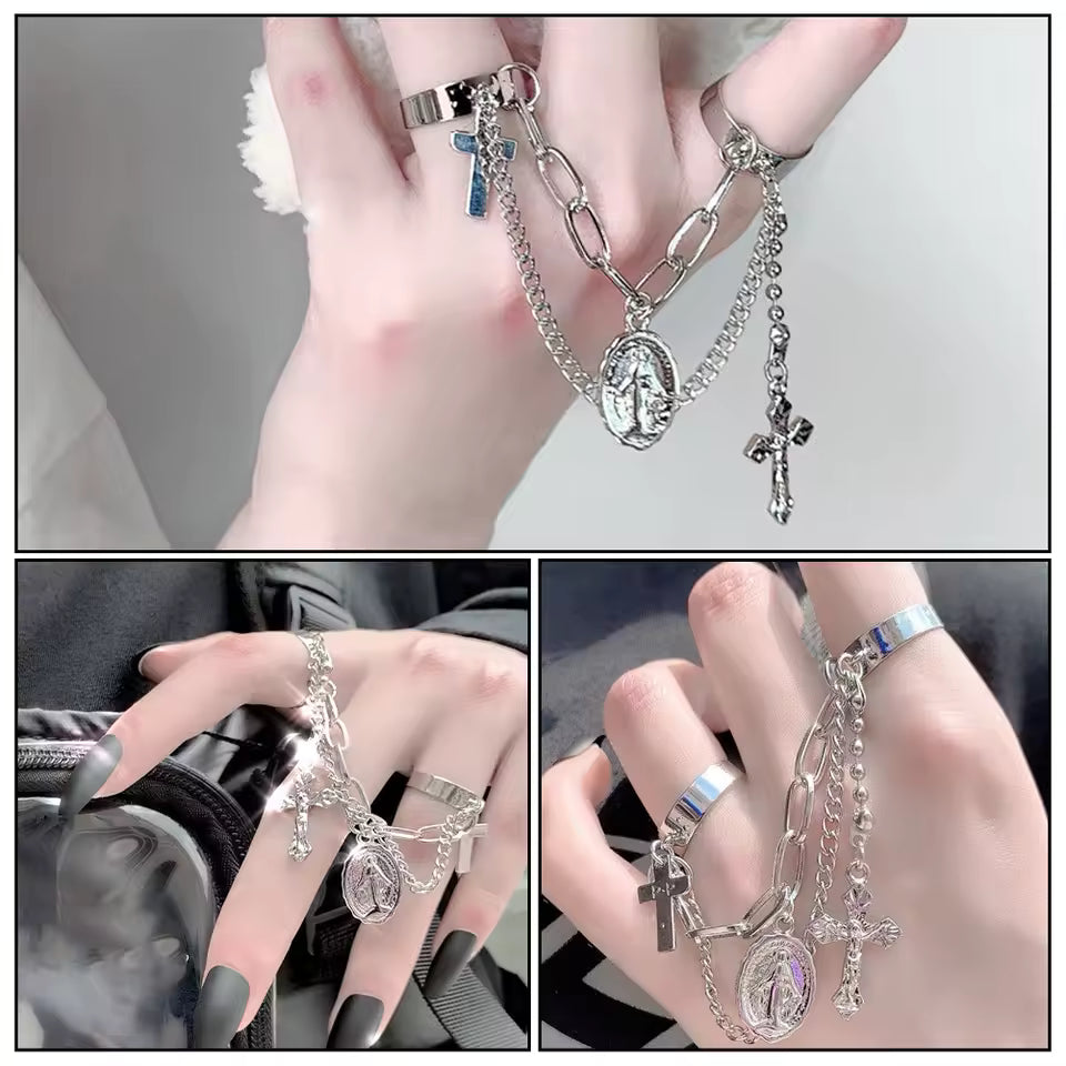 Cross Chain Rosary Ring