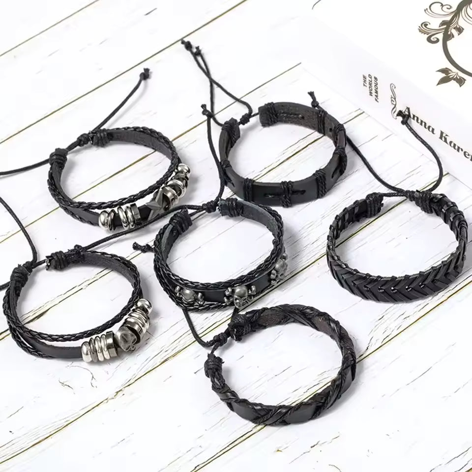 Skull Star Punk Rock Bracelet Set