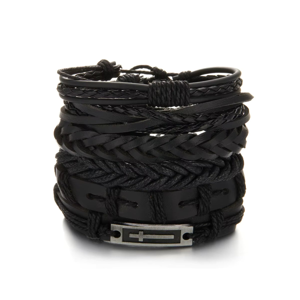 Cross Black Bracelet Set