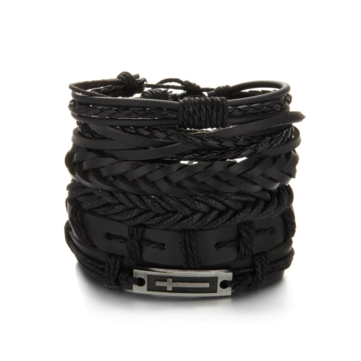 Cross Black Bracelet Set