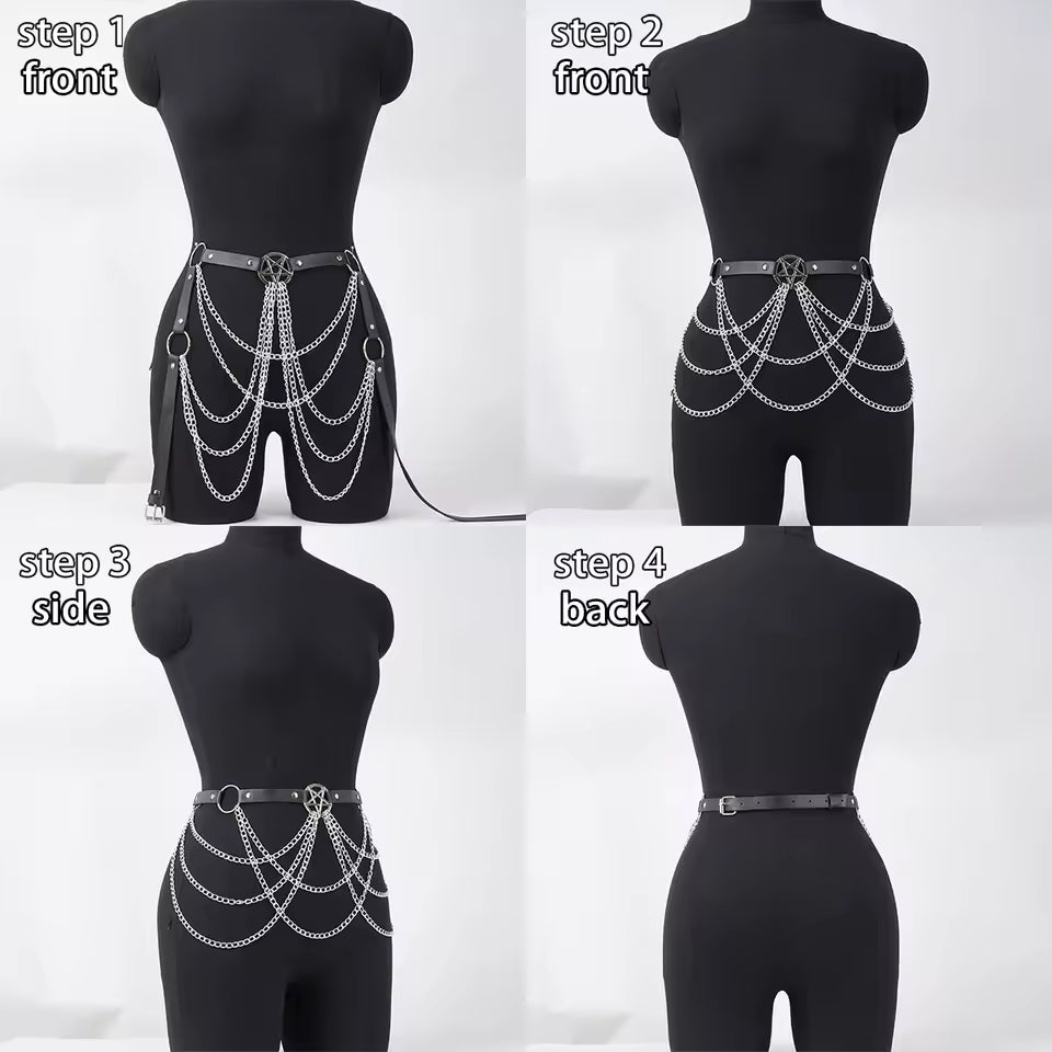Emo Star Astrology Chain Mail Belt