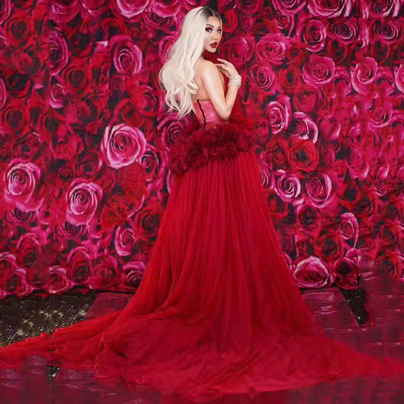 Red Sheer Sex Siren Drag Queen Costume