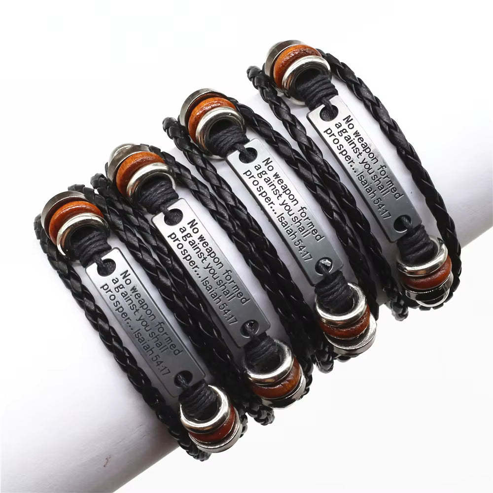 Cross Bible Bracelets 3pc Isaiah 54:17