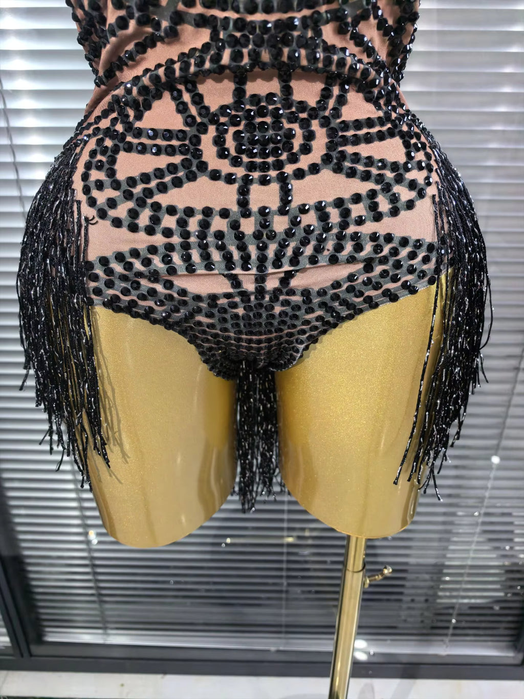 Black Fringe Sequince Drag Queen Lyrical Costume