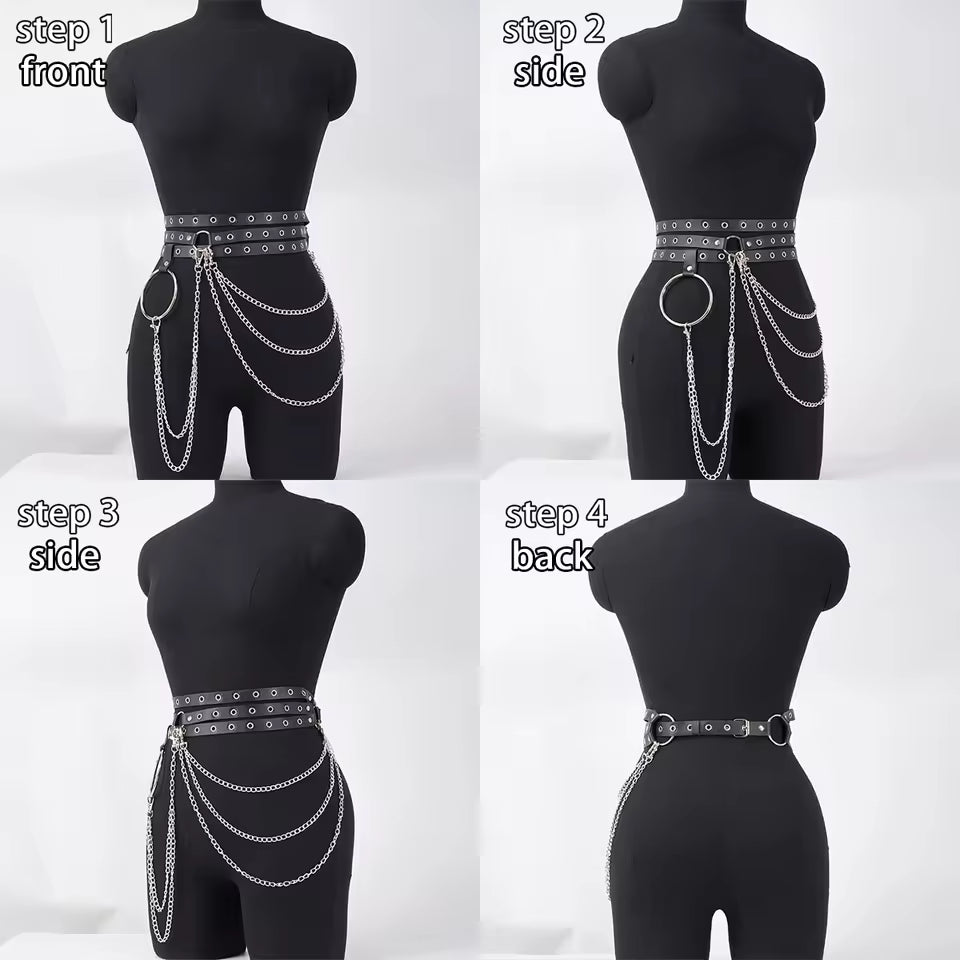 Black O-Ring Chain Belt