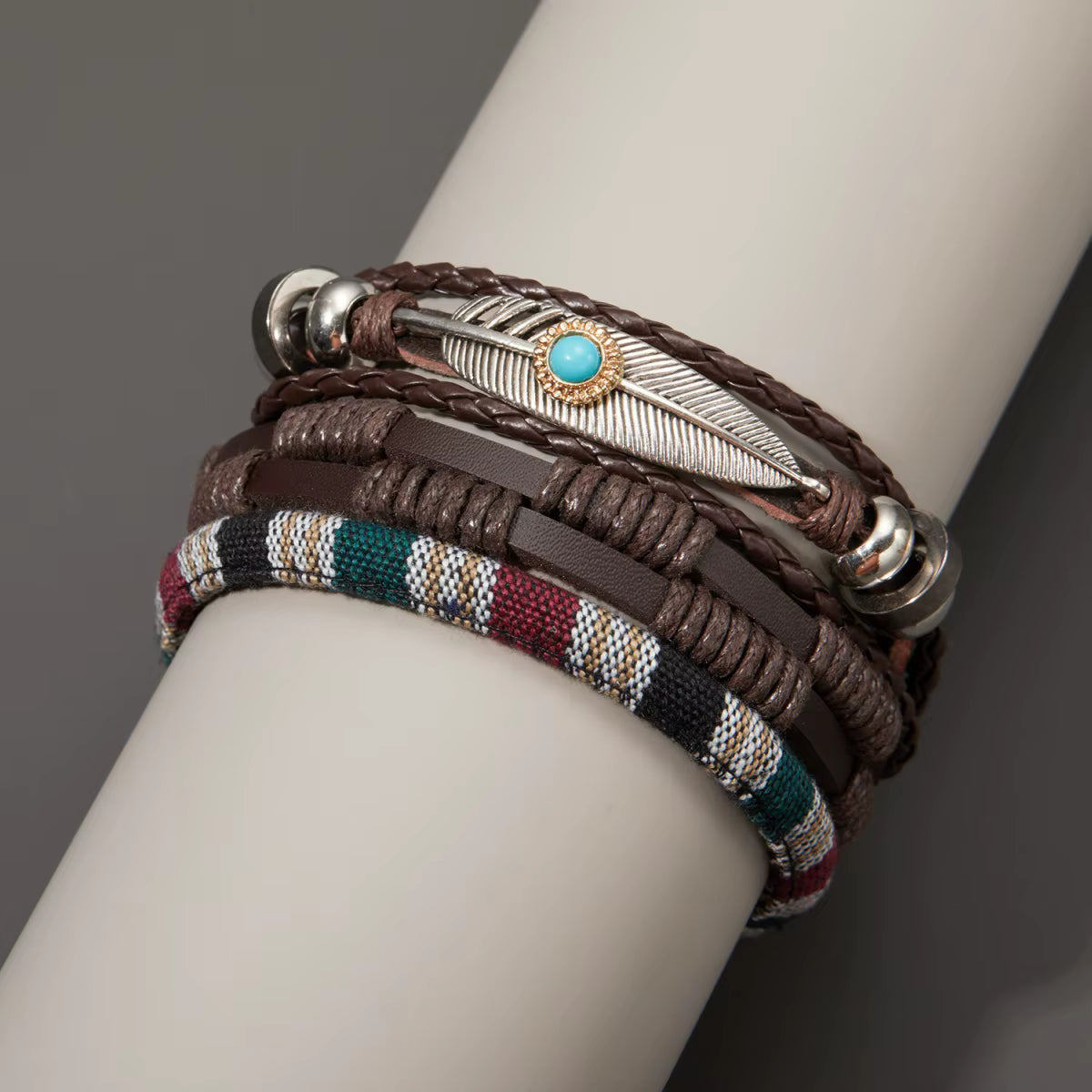 Boho Leather Bracelet Set 3pc