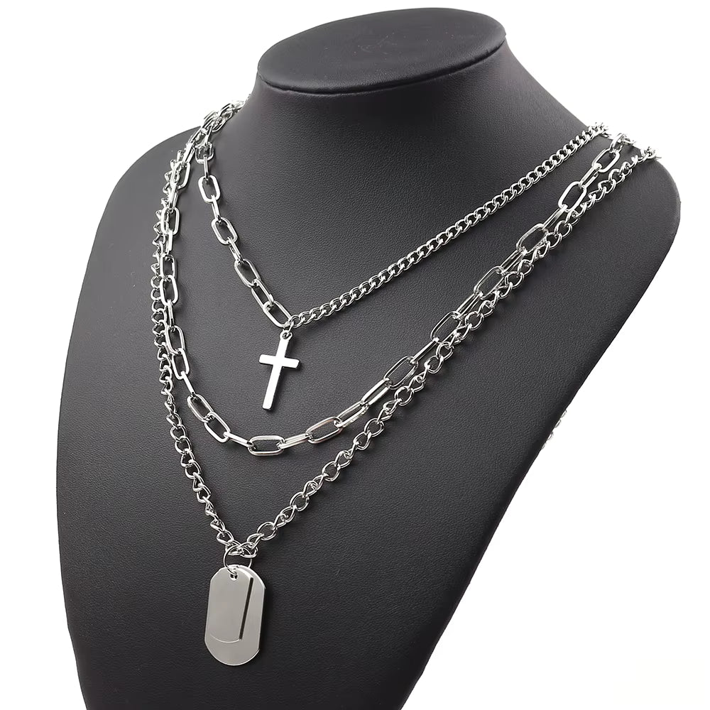 Cross 3Pcs Layer Necklace