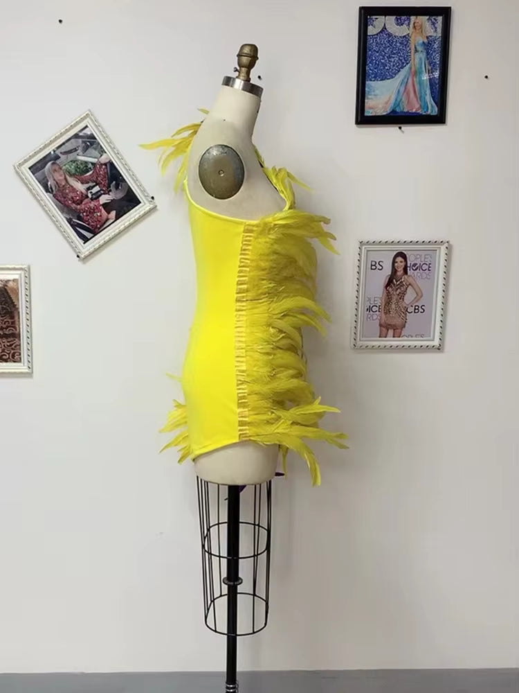 Yellow Feather Dress