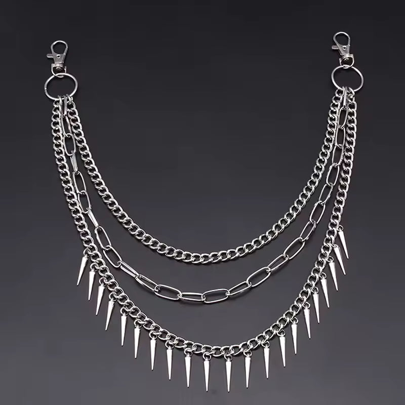 Spike Layered Goth Pants Chain