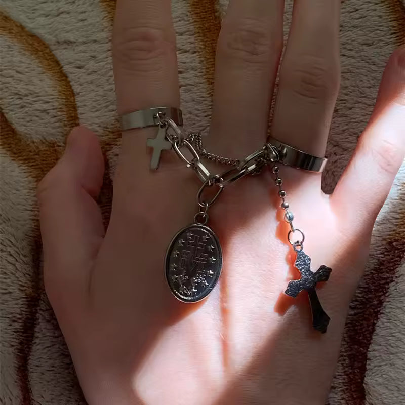 Cross Chain Rosary Ring
