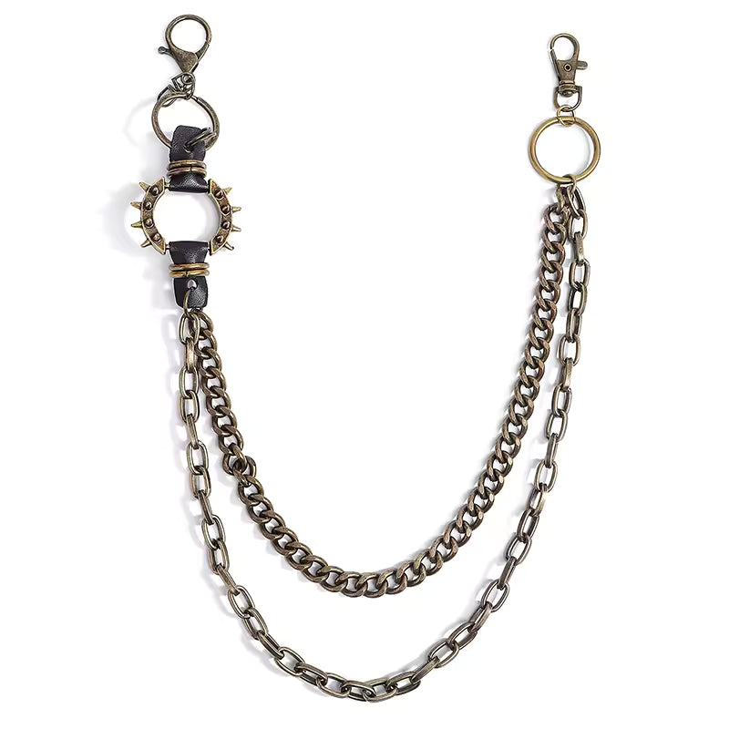 Gold Spiked O-Ring Wallet Chain