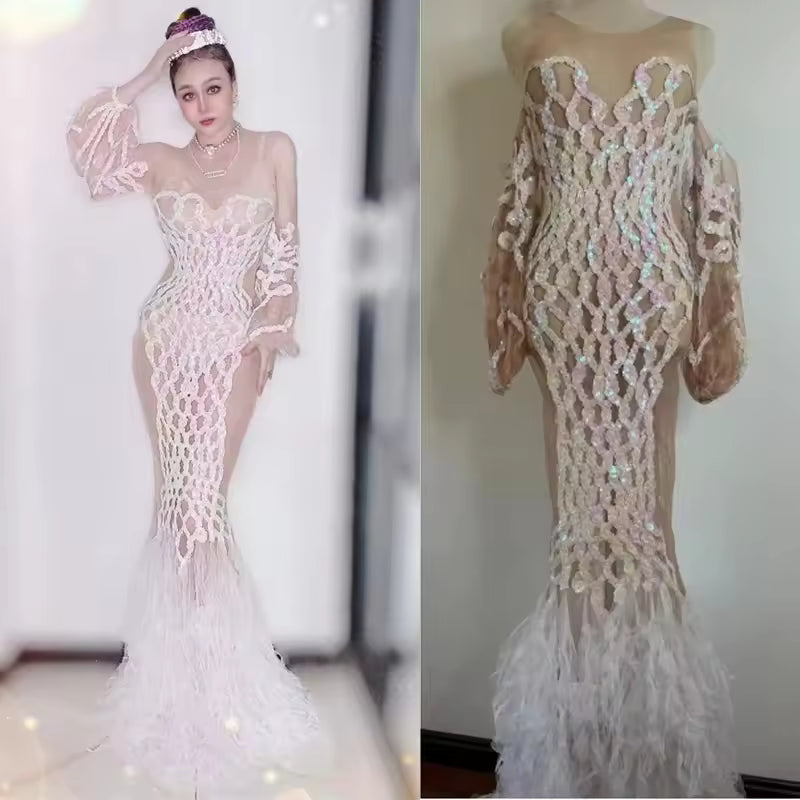White Sequence Dress