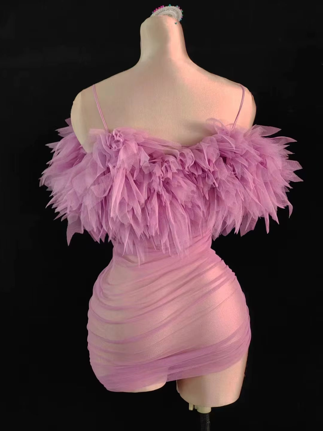 Sheer Neon Dress With Gloves