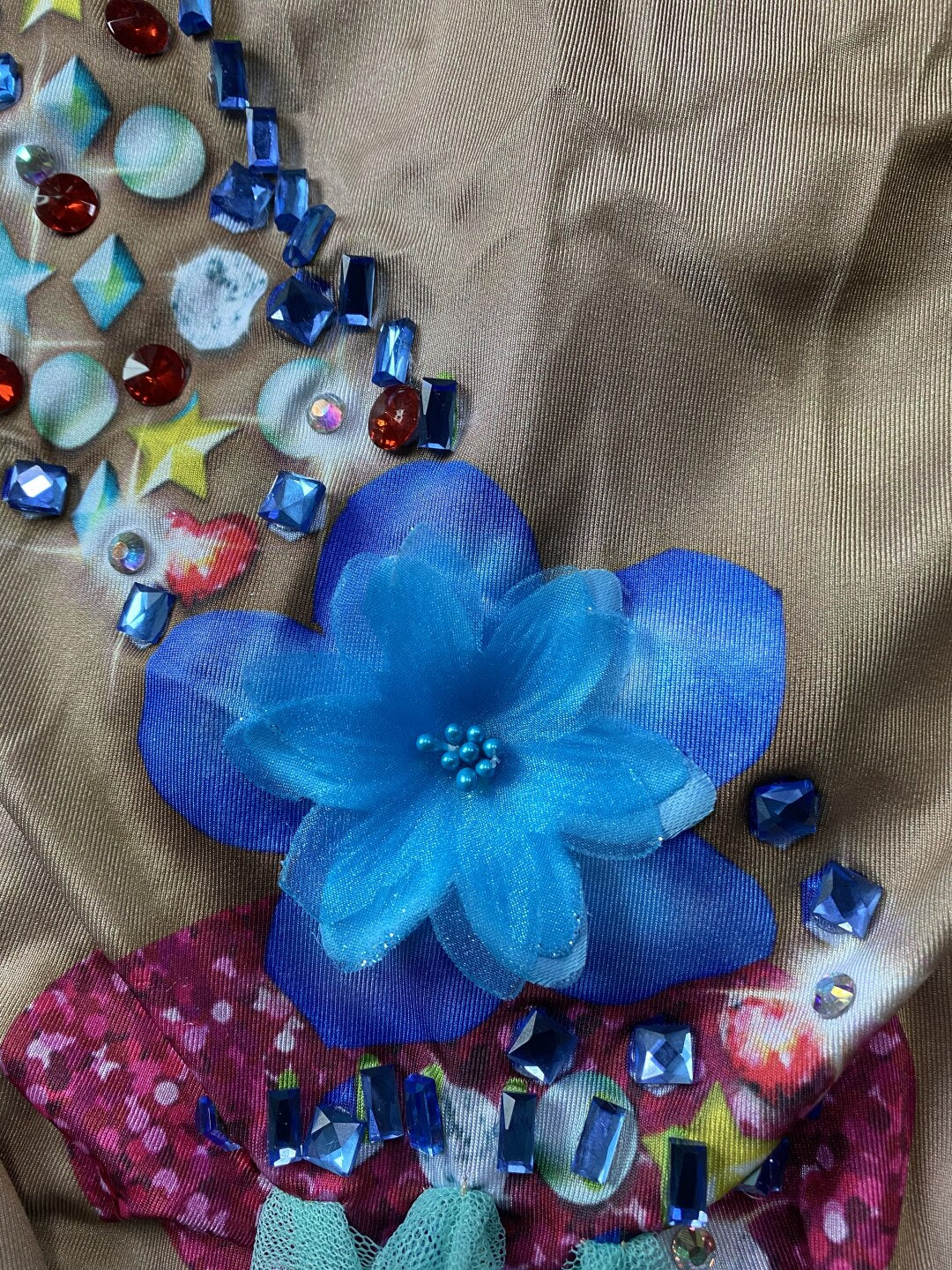 Mermaid Sheer Blue Flower Jumpsuit