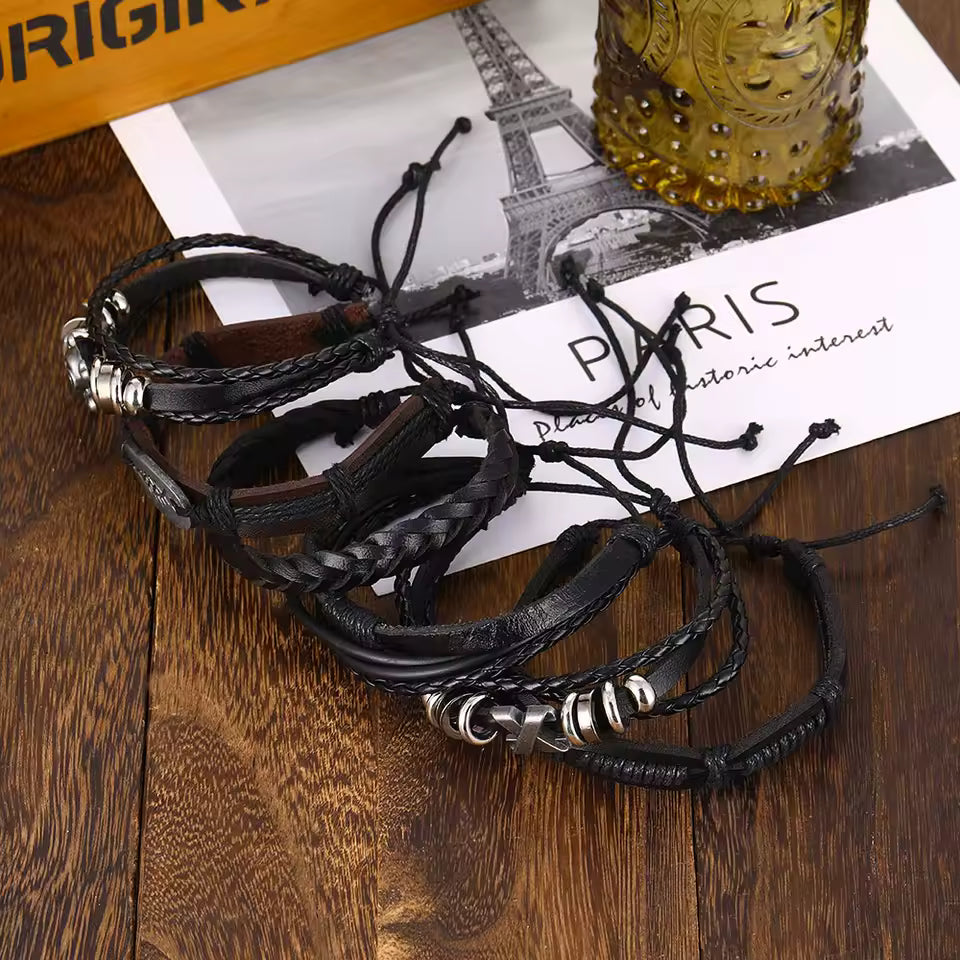 Skull Star Punk Rock Bracelet Set