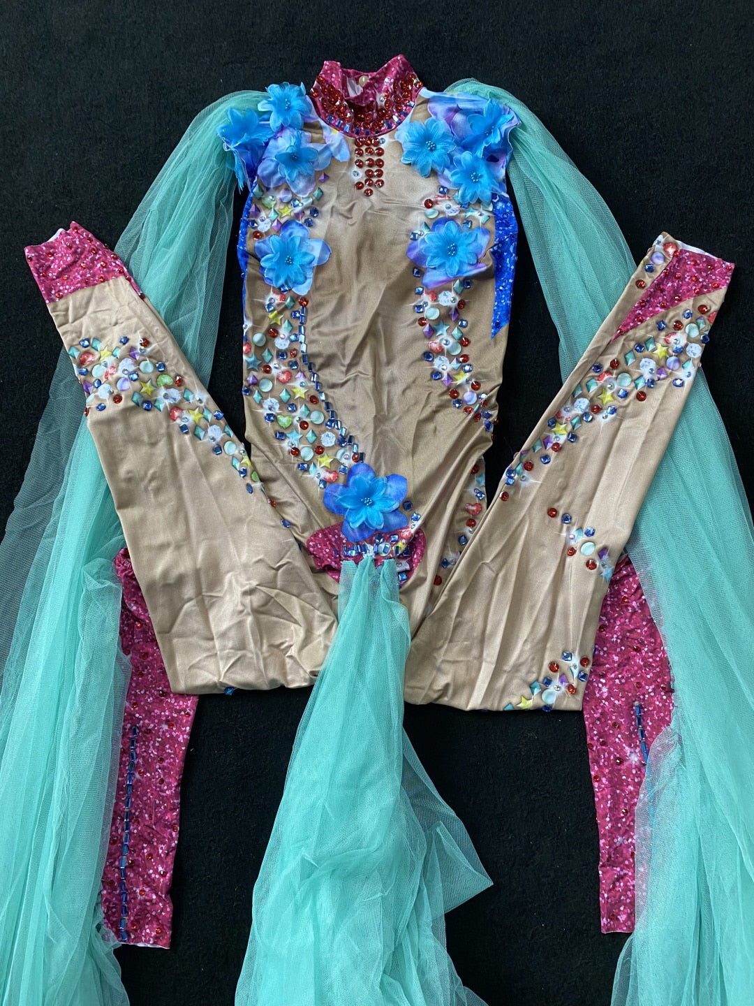 Mermaid Sheer Blue Flower Jumpsuit