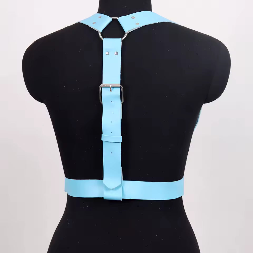 Blue Leather Suspenders