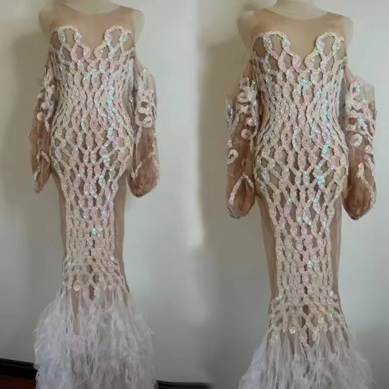 White Sequence Dress