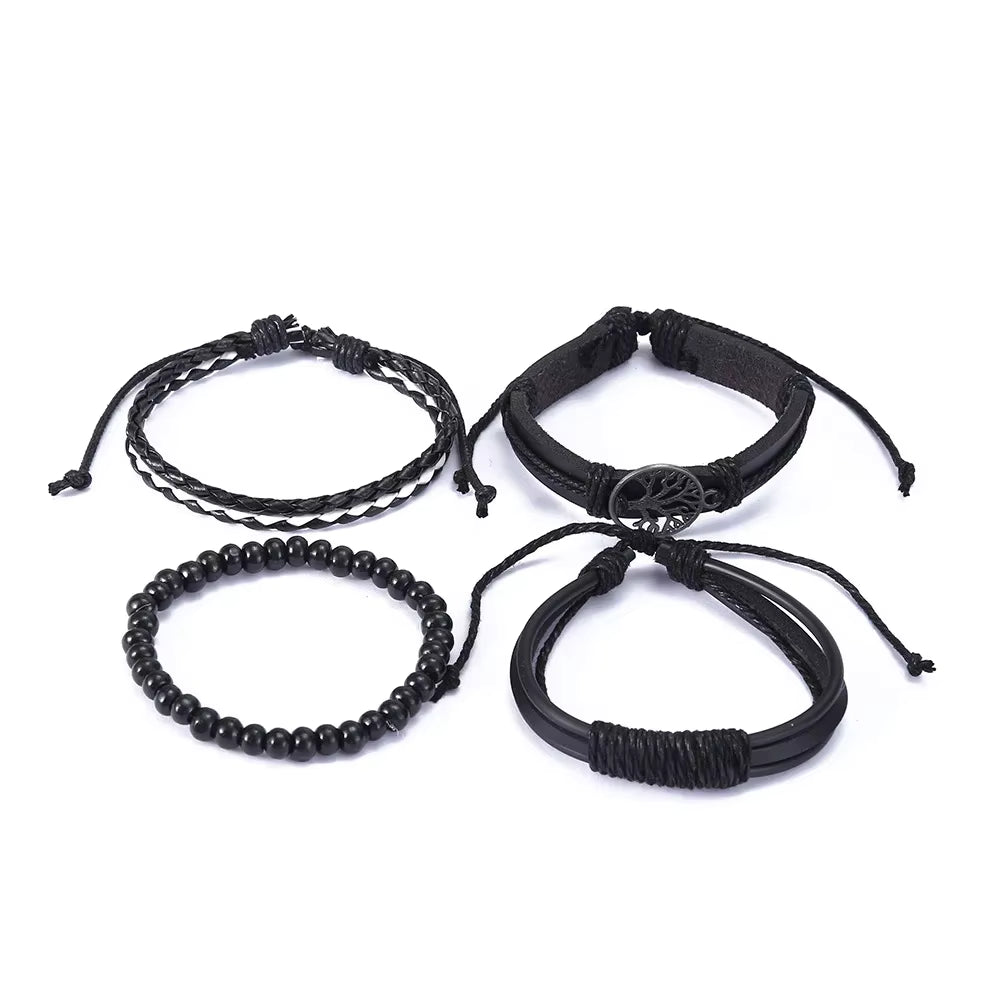 Tree Leather Bracelet Set