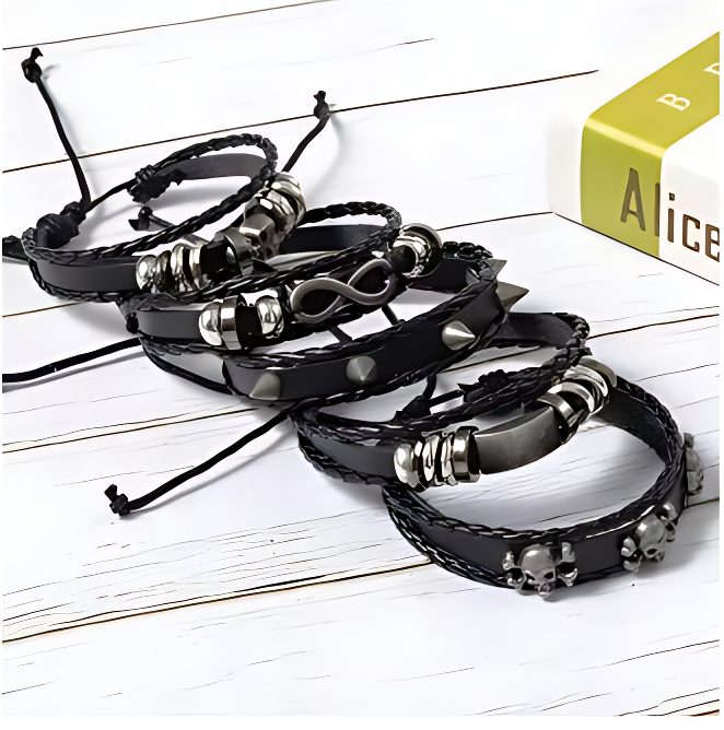 Spiked Punk Bracelet Set