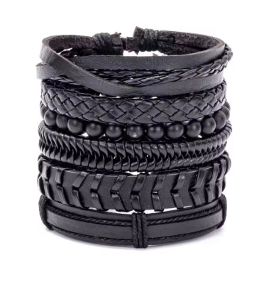Black Woven Bracelet Set