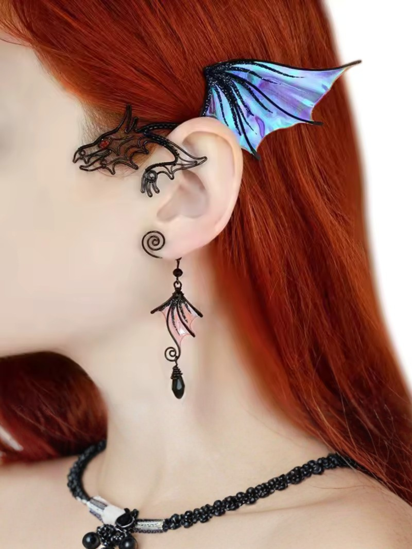 Black Gothic Dragon Ear Cuff