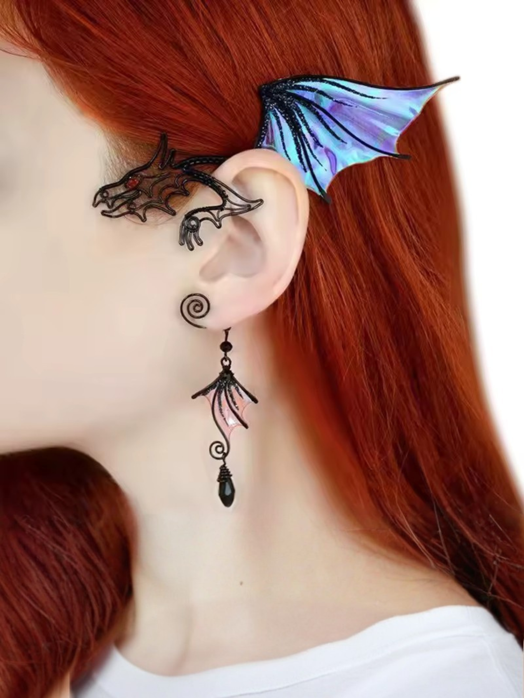 Black Gothic Dragon Ear Cuff