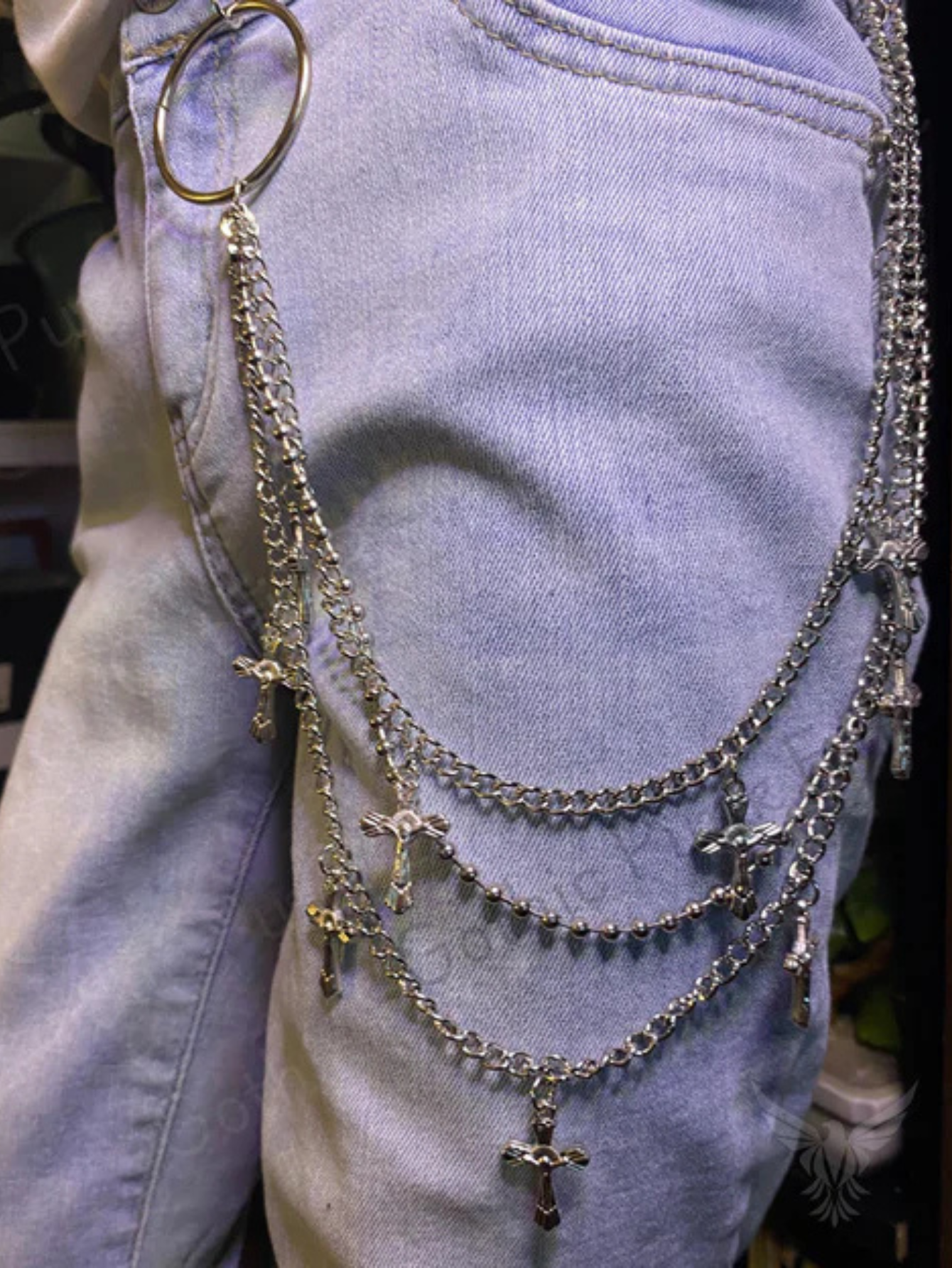 Cross O-Ring Layered Pants Chain