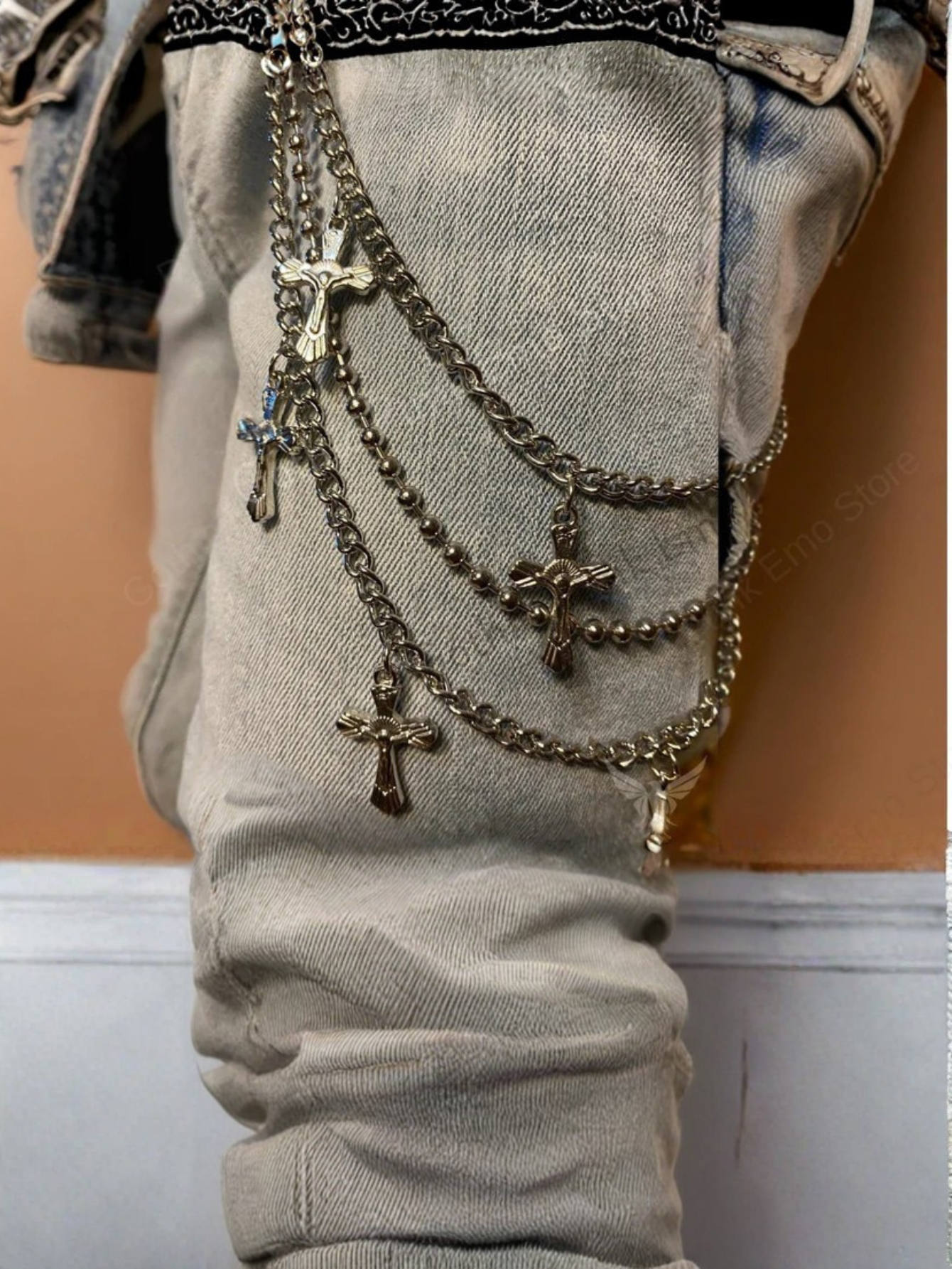 Cross O-Ring Layered Pants Chain