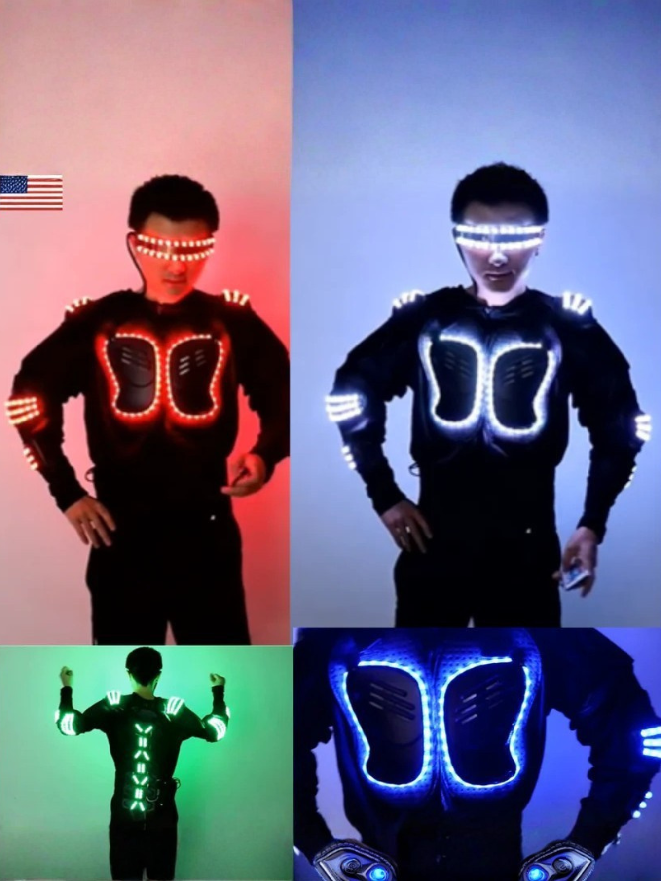 Men Led Light Motorcycle Costume