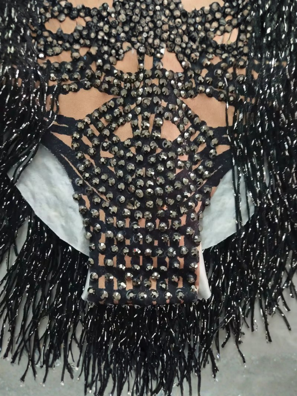 Black Fringe Sequince Drag Queen Lyrical Costume