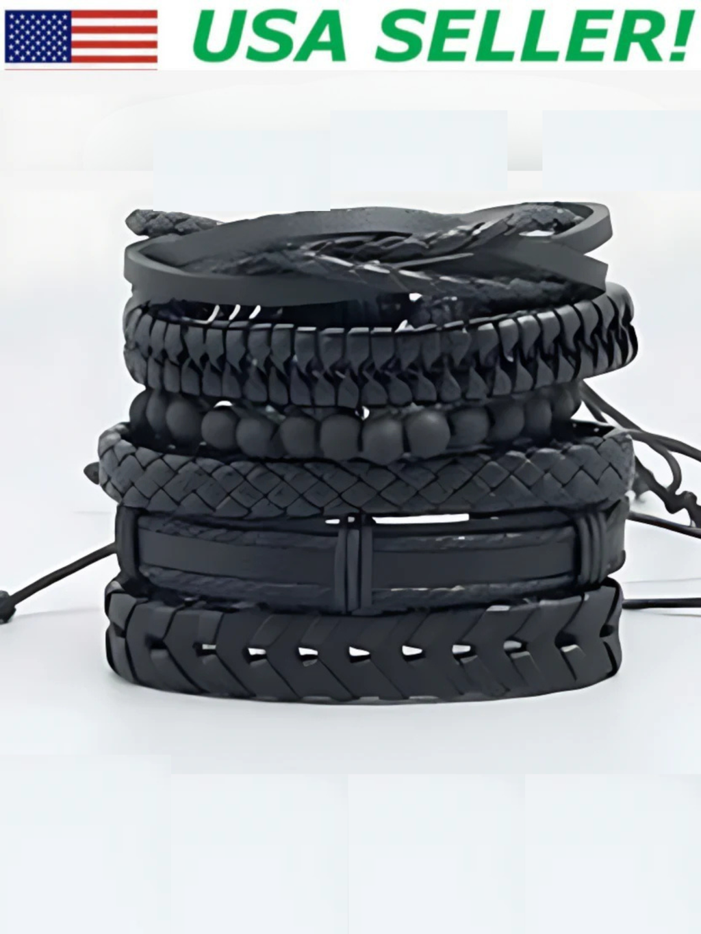Black Woven Bracelet Set