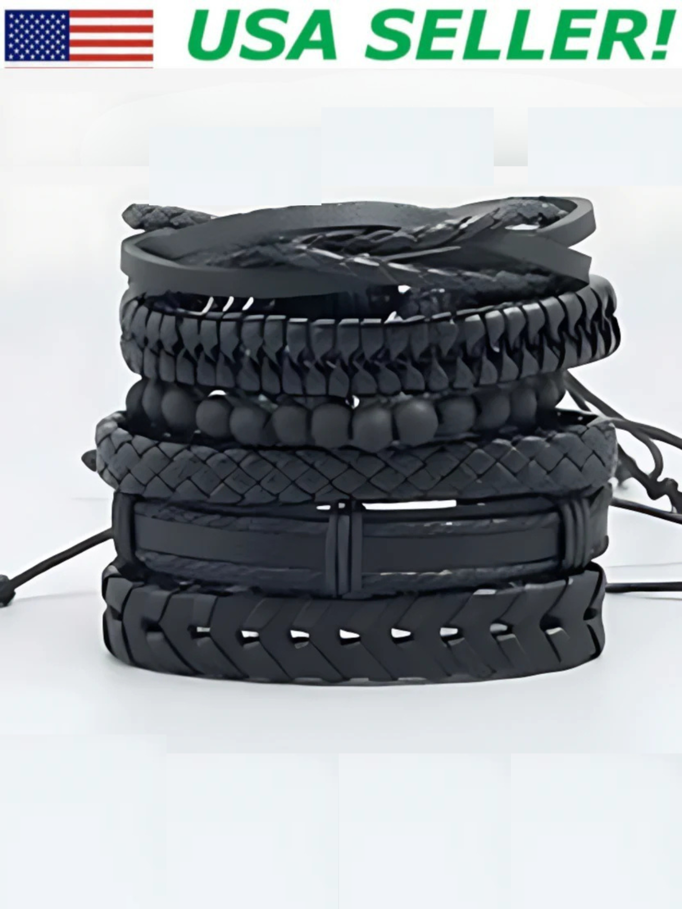 Black Woven Bracelet Set