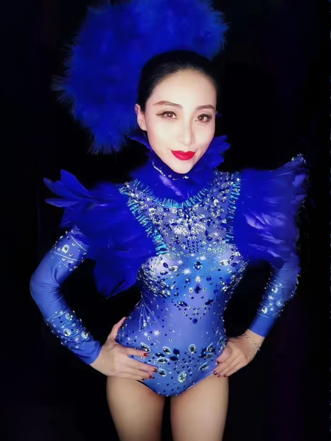 Blue Feather Diamond Monokini Costume