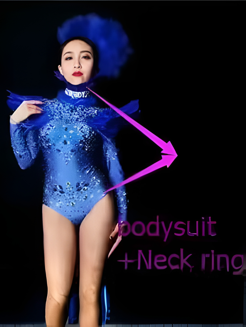 Blue Feather Diamond Monokini Costume