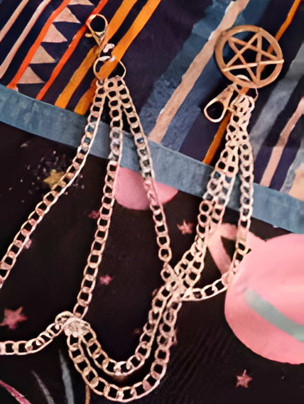 Pentagon Star Astrology Wallet Bag Chain