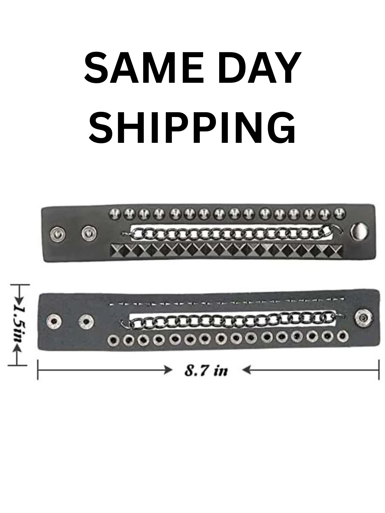 2pcs Punk Cuff Bracelet Retro Rock Wristband