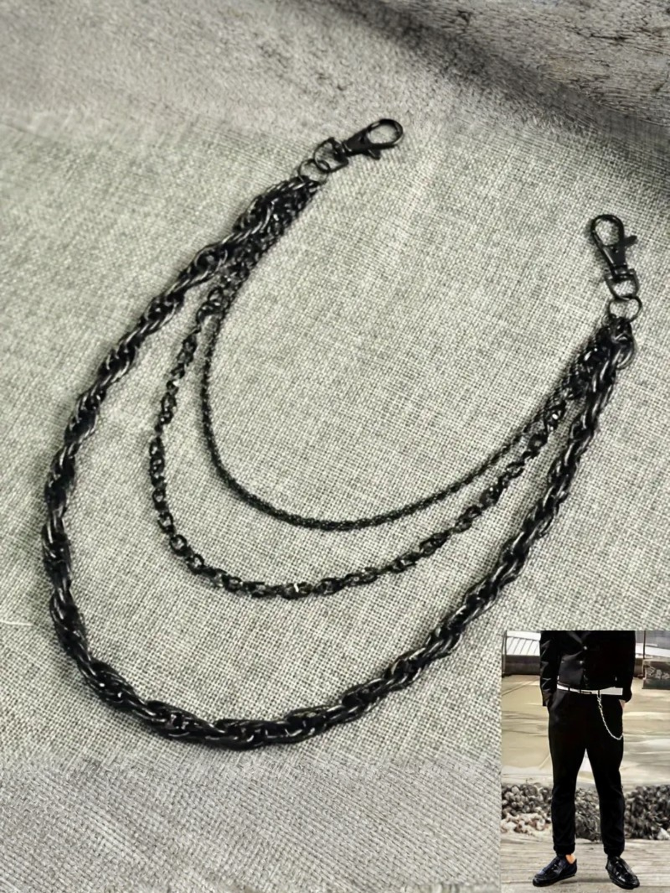 Black Layered Wallet Chain