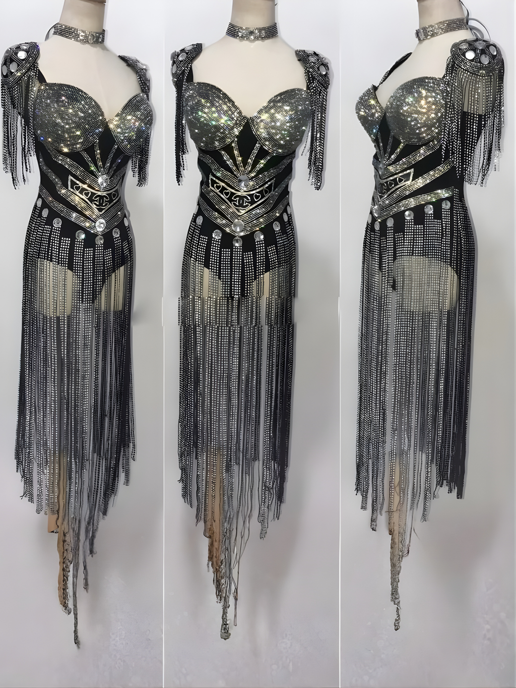 Black Cowgirl Fringe Sequince Costume