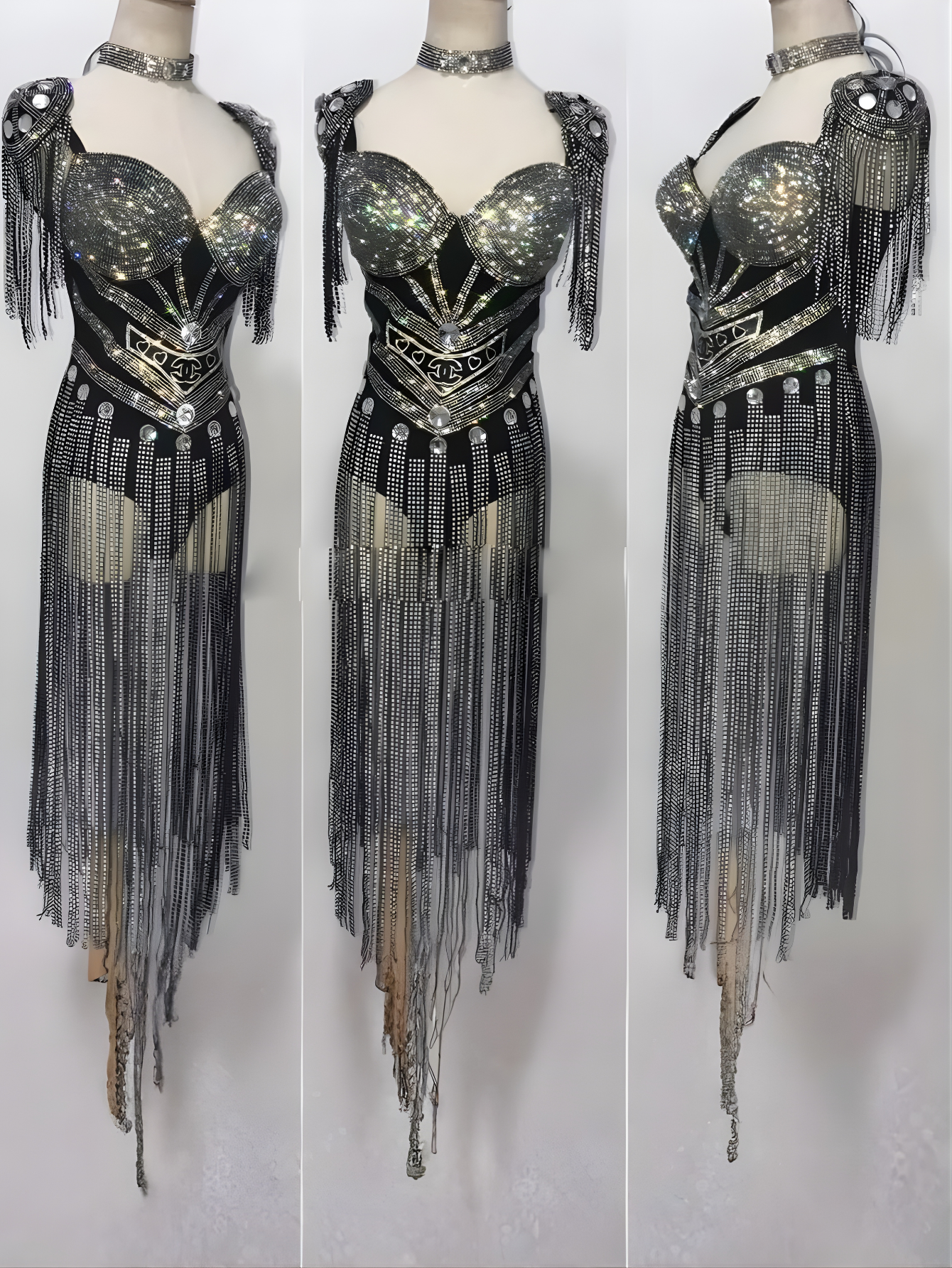 Black Cowgirl Fringe Sequince Costume