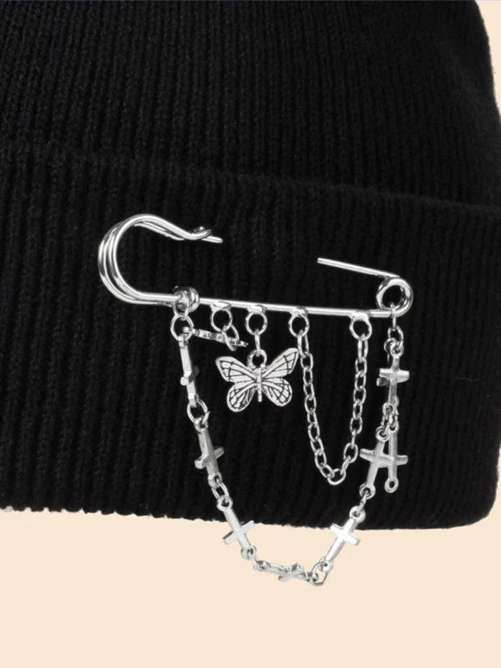 Black y2k Beanie Chain Hat Cap