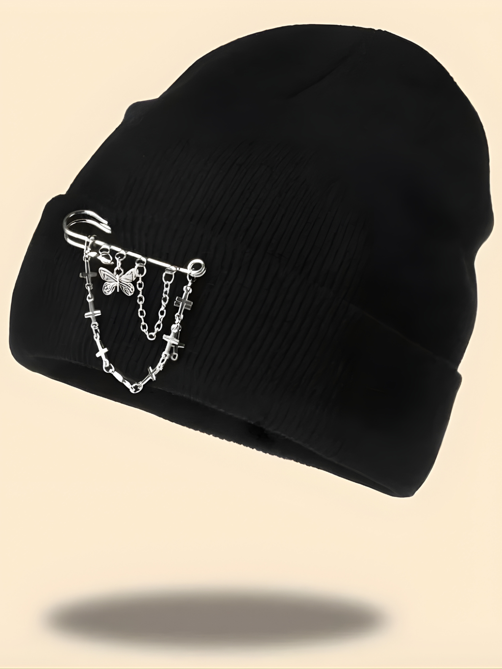 Black y2k Beanie Chain Hat Cap