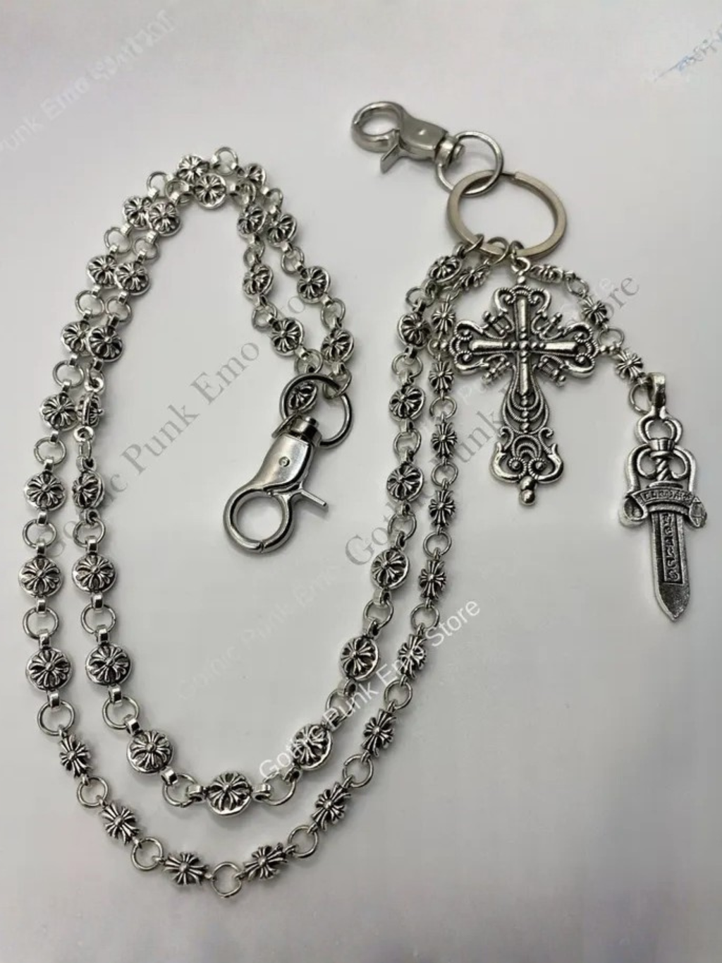 CH Cross Gothic Punk Silver Pants Chain