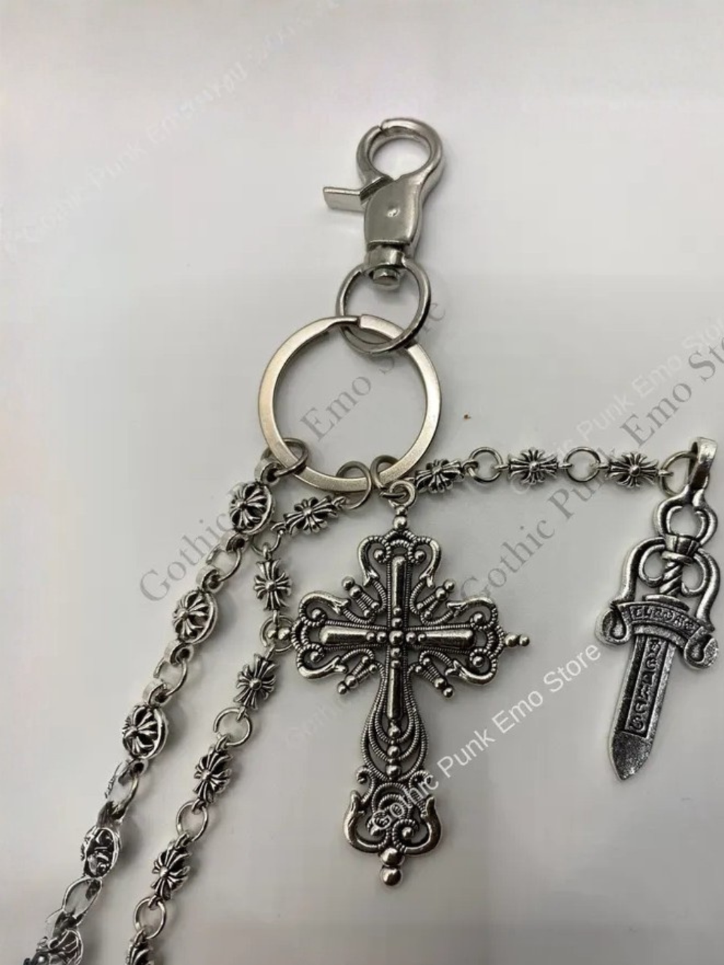 CH Cross Gothic Punk Silver Pants Chain