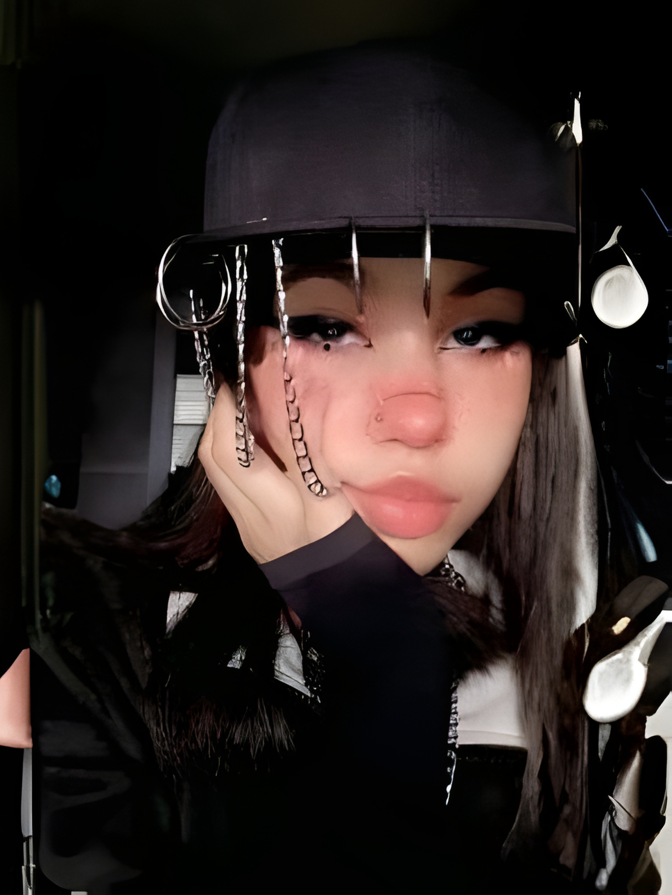 Black y2k Baseball Chain Hat Cap