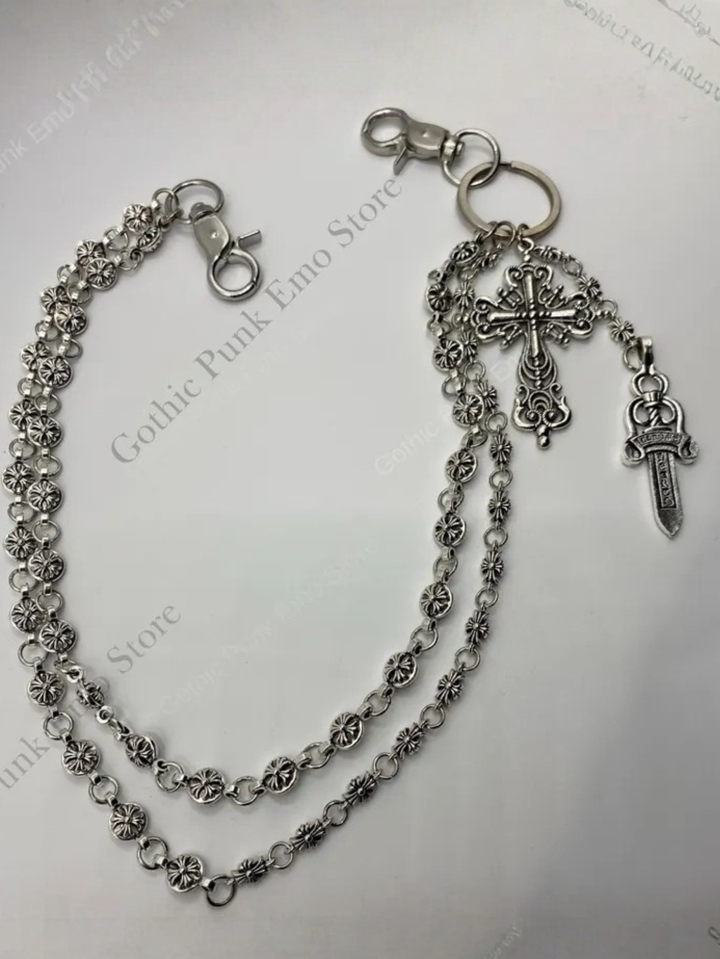CH Cross Gothic Punk Silver Pants Chain