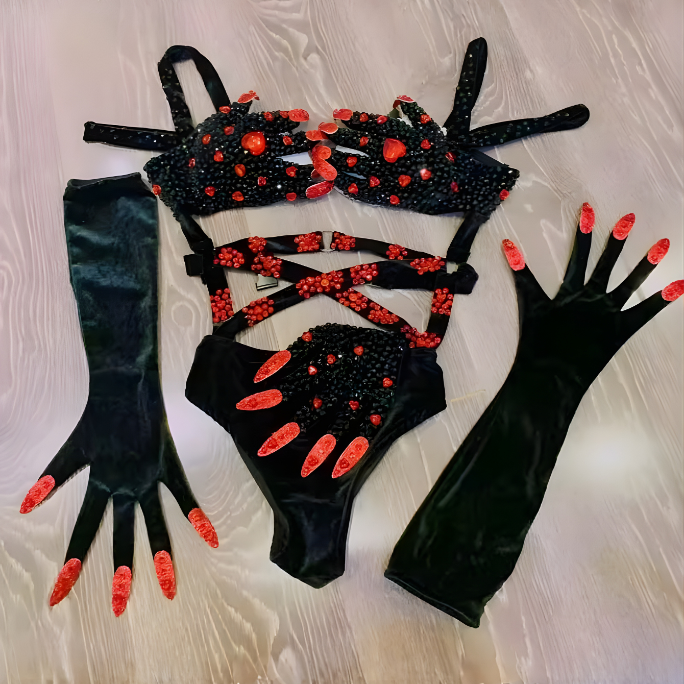 Black Red Bikini Drag Queen Beyonce Dance