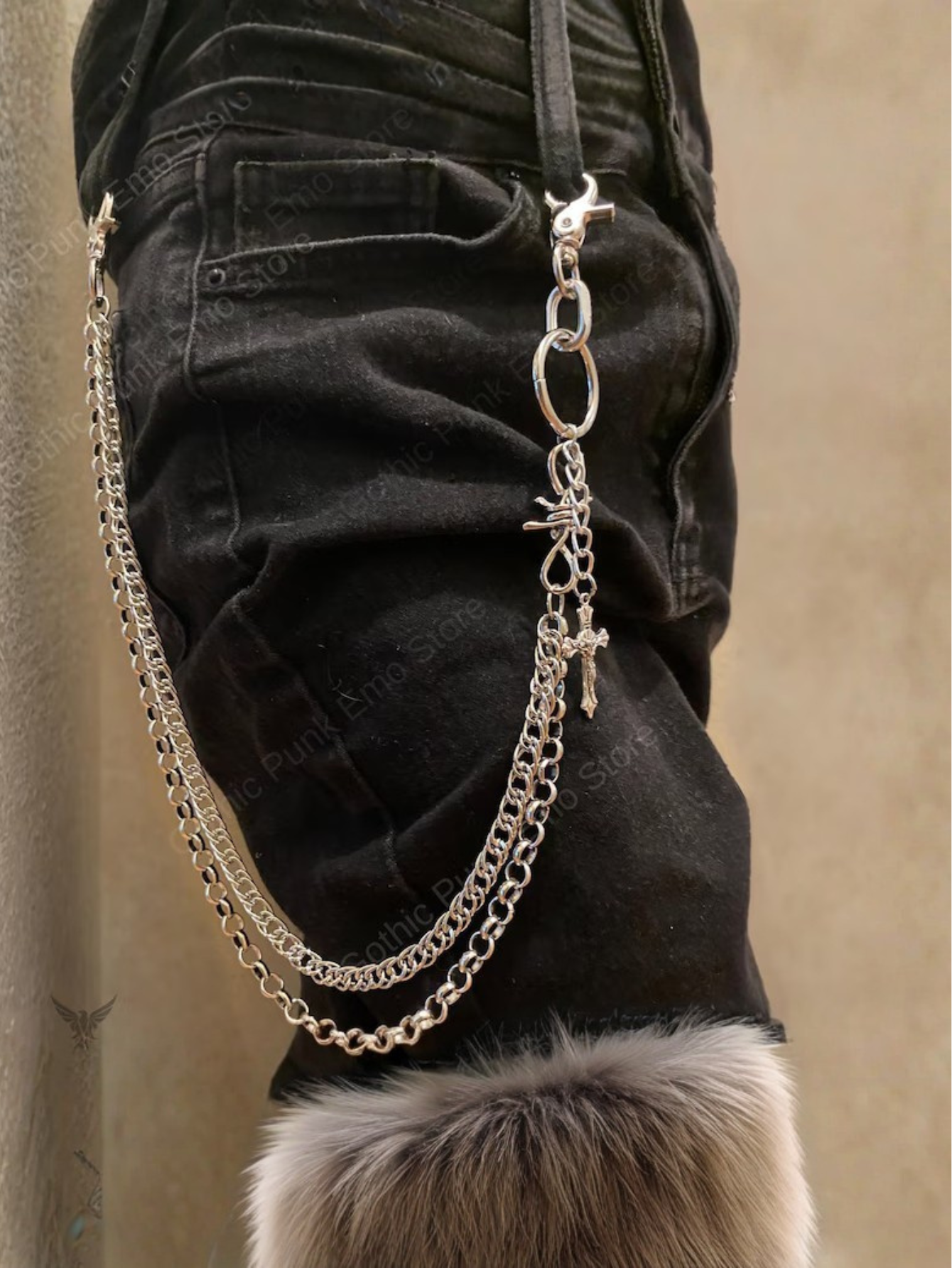 Cross Barbed Wire Pants Chain