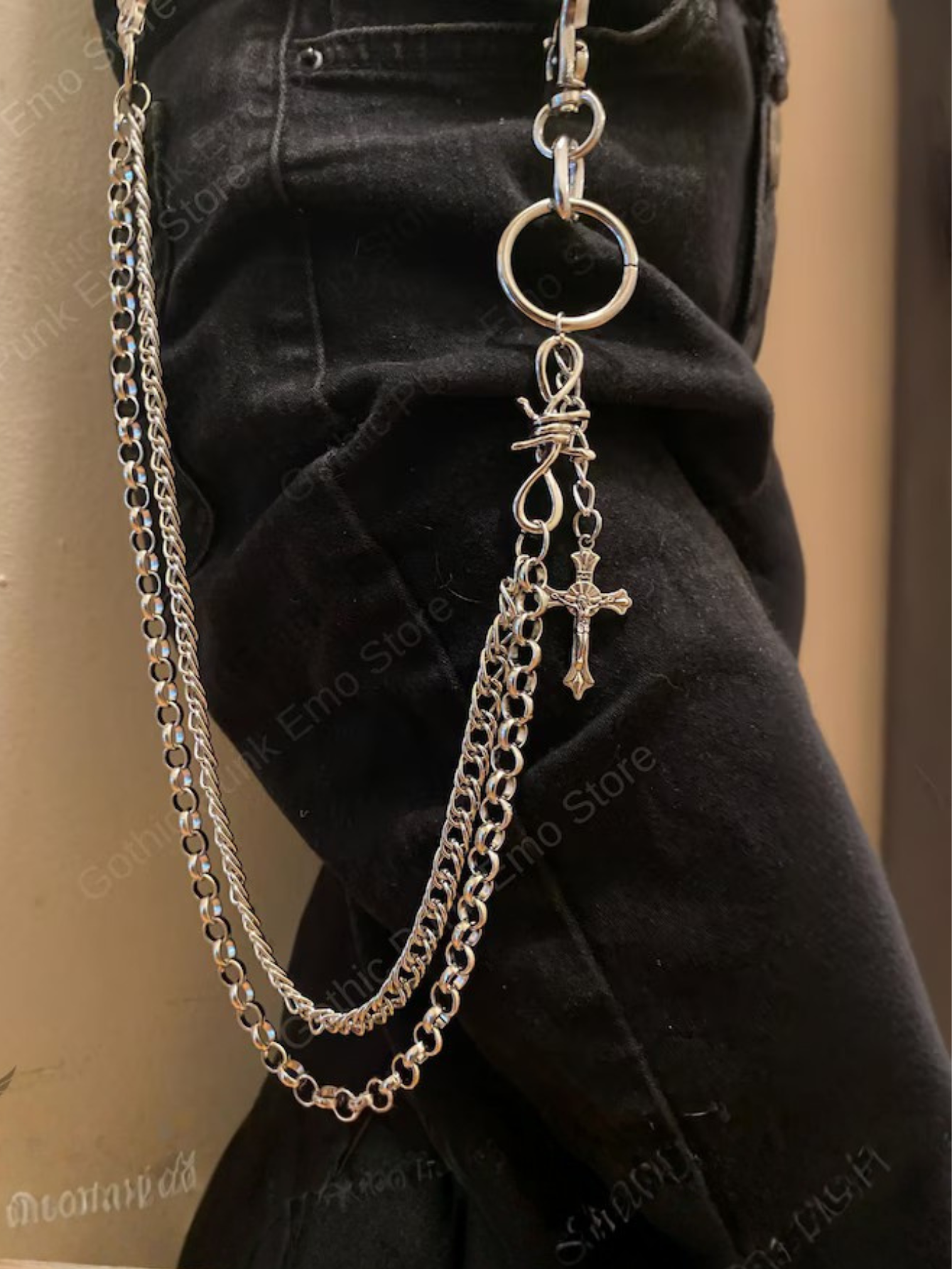 Cross Barbed Wire Pants Chain